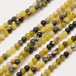Yellow Turquoise(Jasper) Natural Gemstone Yellow Turquoise(Jasper) Round Beads Strands, 2mm, Hole: 0.8mm, about 184pcs/strand, 16 inch