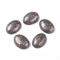 Pyrite Cabochons synthétiques assemblés en bronzite et pyrite, ovale, 25x18x7~8mm