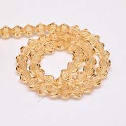 Sandy Brown Imitate Austrian Crystal Bicone Glass Beads Strands, Grade AA, Faceted, Sandy Brown, 3x3.5mm, Hole: 0.8mm, about 120~125pcs/strand, 14.8 inch