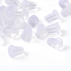 Clear Plastic Ear Nuts, Earring Backs, Clear, 6x5x4mm, Hole: 0.5mm, about 9000pcs/bag