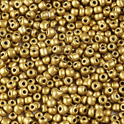 Verge D'or Cuisson de peinture perles de rocaille en verre, verge d'or, 6/0, 4~5x3~4mm, Trou: 1~2mm, environ500 pcs / 50 g, 50 g / sac, 18sacs/2livres