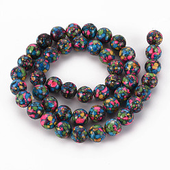 Colorful Natural Jasper Beads Strands, Imitation Turquoise, Round, Dyed, Colorful, 8.5mm, Hole: 1mm, about 43~44pcs/strand, 15.16 inchdes~15.35 inch(38.5cm~39cm)