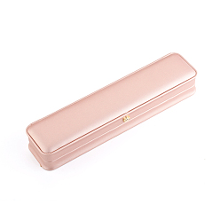 Pink PU Leather Bracelet Necklace Gift Boxes, with Golden Plated Iron Crown and Velvet Inside, for Wedding, Jewelry Storage Case, Pink, 24x5.5x3.9cm