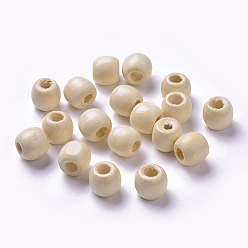 Lemon Chiffon Dyed Natural Maple Wood Beads, Barrel, Lead Free, Lemon Chiffon, 11x12mm, Hole: 3~5mm, about 1800pcs/1000g