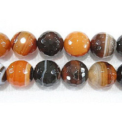 Natural Agate Miracle Agate Beads Strands, Faceted, Round, Dyed & Heated, 8mm