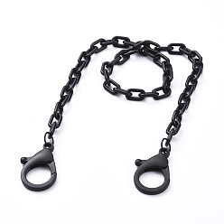 Черный Персонализированные ожерелья-цепочки из абс-пластика, цепочки для очков, цепочки для сумочек, с пластиковыми застежками в виде когтей лобстера, чёрные, 18.11~18.5 дюйм (46~47 см)
