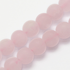 Rose Quartz Natural Rose Quartz Beads Strands, Frosted, Round, 14mm, Hole: 1mm, about 28pcs/strand, 15.3 inch(39cm)