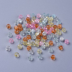 Mixed Color Baking Painted Crackle Glass Beads, Barely Pink Mix, Round, Mixed Color, 4~4.5x4mm, Hole: 1mm, about 400pcs/bag