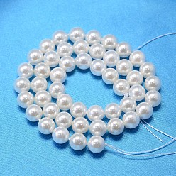Blanc Coquille ronde perles brins de perles, blanc, 10mm, Trou: 0.8~1mm, Environ 40 pcs/chapelet, 15.74 pouce