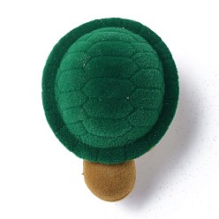 Vert Foncé Boîtes anneau de velours, avec du plastique, tortue, vert foncé, 6.7x5.1x4 cm