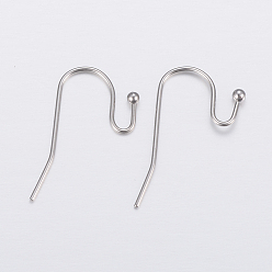 Stainless Steel Color 304 Stainless Steel Earring Hooks, Ear Wire, Stainless Steel Color, 21x12x2mm, 21 Gauge, Pin: 0.7mm