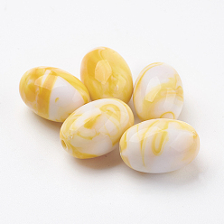 Желтый Акриловые бусины, Стиль имитация драгоценных камней, овальные, желтые, 17x11.5~12 мм, отверстие : 2 мм, Около 330 шт / 500 г