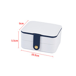 White Rectangle PU Imitation Leather Jewelry Storage Boxes, Jewellery Organizer Travel Case, for Necklace, Ring Earring Holder, White, 9x10.5x5.5cm