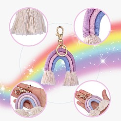 Colorful 3Pcs Boho Rainbow Keychain Mini Macrame Rainbow Cute Keychain Weaving Rainbow Tassel Keychain for Women Girls, Colorful, 11x7cm