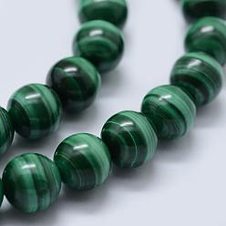 Malachite Natural Malachite Beads Strands, Grade AA, Round, 7mm, Hole: 0.7mm, about 56pcs/strand, 15.5 inch(39.5cm)