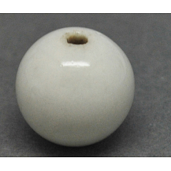 White Handmade Fancy Antiqued Glazed Porcelain Beads, Round, White, 25mm, Hole: 4mm