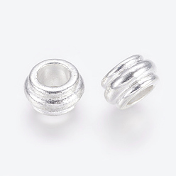 Argent  Perles de séparateur de style tibétain , sans cadmium et sans plomb, rondelle, argenterie, 12x7mm, Trou: 6.5mm