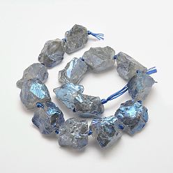 Серебро Гальванические природный кристалл кварца бусы пряди, самородки, серебряные, 17~30.5x17~30x11~25 мм, отверстие : 2.5~3 мм, около 13~16 шт / нитка, 14.8 дюйм ~ 16 дюйм