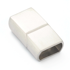Stainless Steel Color 304 Stainless Steel Magnetic Clasps with Glue-in Ends, Curved Rectangle, Stainless Steel Color, 23.5x13.5x8mm, Hole: 6x11mm