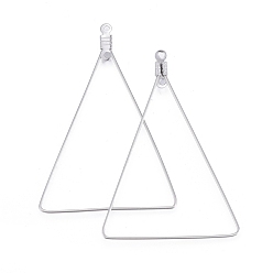 Stainless Steel Color 304 Stainless Steel Wire Pendants, Hoop Earring Findings, Triangle, Stainless Steel Color, 24 Gauge, 48.5x34.5x0.5mm, Hole: 1.2mm