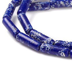 Bleu Regalite naturelle / jaspe impérial / perles de jaspe de sédiments marins, teint, colonne, bleu, 13~14x4mm, Trou: 1mm, Environ 30 pcs/chapelet, 15.9 pouce (40.5 cm)