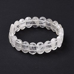 Quartz Crystal Natural Quartz Crystal Oval Beaded Stretch Bracelet, Gemstone Jewelry for Women, Inner Diameter: 2-1/8 inch(5.4~5.5cm)