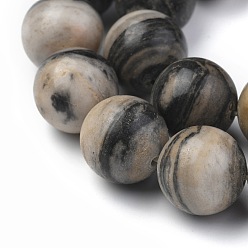 Netstone Pierre de soie noire naturelle / netstone perles rondes, 12mm, Trou: 1mm, Environ 34 pcs/chapelet, 15.7 pouce