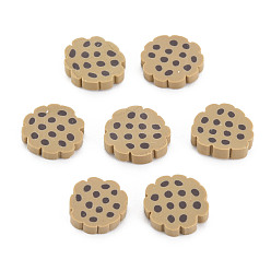 Bronze Cabochons en argile polymère manuels, imiter la nourriture, des biscuits, tan, 9~10.5x2mm, environ5000 pcs / 1000 g