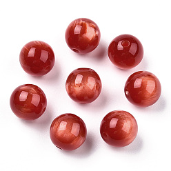 FireBrick Resin Beads, Imitation Gemstone, Round, FireBrick, 15mm, Hole: 2~3mm