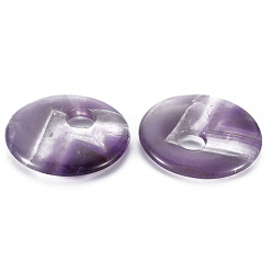 Amethyst Natural Amethyst Pendants, Donut/Pi Disc, 45x5~7mm, Hole: 10mm