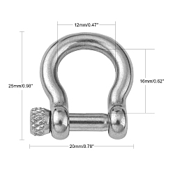 Stainless Steel Color 304 Stainless Steel D-Ring Anchor Shackle Clasps, Stainless Steel Color, 25x20mm, Inner Diameter: 16x12mm