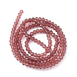Brun Rosé  Chapelets de perles en verre transparentes  , facette, rondelle, brun rosé, 3x2mm, Trou: 0.5mm, Environ 160~165 pcs/chapelet, 15.35 pouces ~ 15.75 pouces (39~40 cm)
