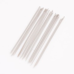 Platinum Carbon Steel Sewing Needles, Darning Needles, Platinum, 48x0.45mm, Hole: 0.3mm