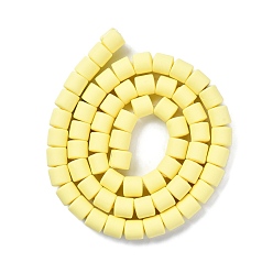 Jaune Clair Polymère main brins d'argile de perles, colonne, jaune clair, 6.5x6mm, Trou: 1.2mm, Environ 61 pcs/chapelet, 15.75 pouce (40 cm)