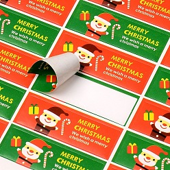 Colorful Rectangle with Santa Claus Pattern DIY Label Paster Picture Stickers for Christmas, Colorful, 4.5x1.5cm, about 24pcs/sheet