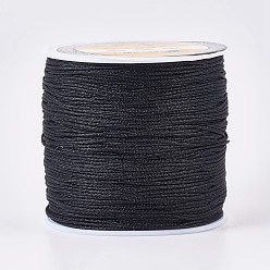 Black Nylon Thread, Nylon String, Chinese Knotting Cord, for Beading Jewelry Making, Black, 0.8mm, about 109.36 yards(100m)/roll
