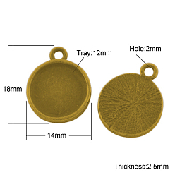 Античное Золото Сеттинги для кулона ( кабошон ), тибетский стиль, чашки безель с краями, без кадмия, без никеля и без свинца, античное золото , 17.5x14.5x2.5 мм, отверстие: 2 мм, плоские круглые лоток: 12.5 мм