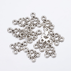 Antique Silver Alloy Chandelier Component Links, 3 Loop Connectors, Lead Free and Cadmium Free, Valentine Ornaments, Heart, Antique Silver, 15x11x2mm, Hole: 2mm