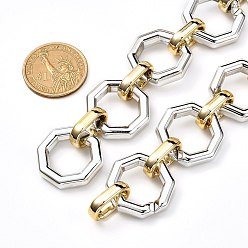 Серебро Ccb пластиковые бостонские звено цепи, восьмиугольник, серебряные, ссылка: 25x25x6 mm, 39.97 (1 м) длиной