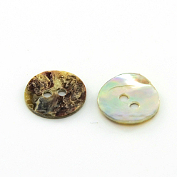 Mixed Color Mother of Pearl Buttons, Akoya Shell Button, Flat Round, Mixed Color, 10x1mm, Hole: 1.5mm