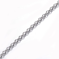 Stainless Steel Color 304 Stainless Steel Rolo Chains, Belcher Chain, Unwelded, with Spool, for Jewelry Making, Stainless Steel Color, 3x1mm, about 32.8 Feet(10m)/roll