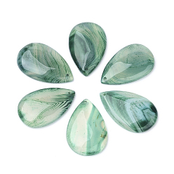 Sea Green Natural Crackle Agate Pendants, Dyed, teardrop, Sea Green, 40~44.5x27.5~30x5~6.5mm, Hole: 2mm