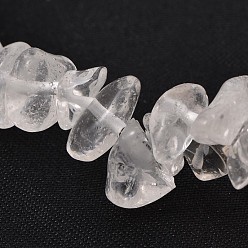 Quartz Crystal Chips and Round Chakra Natural Gemstone Beaded Stretch Bracelets, Crystal, 50~53mm