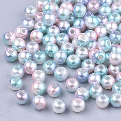 Bleu Ciel Perles en plastique imitation perles arc-en-abs, perles de sirène gradient, ronde, bleu ciel, 11.5~12x11~11.5mm, trou: 2 mm, environ 560 pcs / 500 g