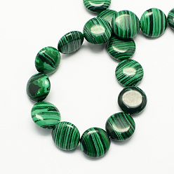 Green Synthetic Malachite Bead Strands, Flat Round, Green, 16x5mm, Hole: 1mm, about 25pcs/strand, 16.5 inch