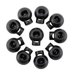 Black 1-Hole Dyed Iron Spring Loaded Eco-Friendly Plastic Round Buckle Cord Toggle Lock Beans Stoppers for Sportwear Luggage Backpack Straps, Survival Bracelet Clasps, Black, 22x18x14mm, Hole: 7.5x6mm