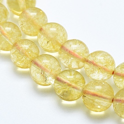 Citrine Natural Citrine Beads Strands, Round, Dyed & Heated, 8mm, Hole: 1mm, about 50pcs/strand, 15.7 inch(40cm)