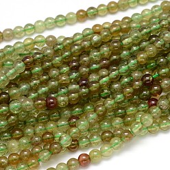 Garnet Natural Green Garnet Round Bead Strands, Andradite Beads, 4mm, Hole: 1mm, about 103pcs/strand, 16 inch