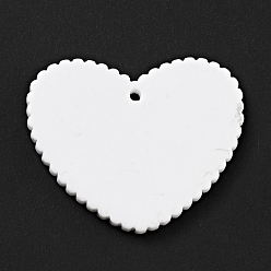 Noir Pendentifs acryliques imprimés, coeur avec motif de colonne, noir, 26x31.5x2mm, Trou: 1.5mm
