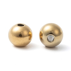 Настоящее золото 18K Ионное покрытие (ip) 304 шарики из нержавеющей стали, круглые, реальный 18 k позолоченный, 8 мм, отверстие : 2.2 мм